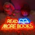 Read More Books Neon Sign, Dimmable LED Wall Decor, USB Powered Acrylic Bookish Light for Bedroom, Library, Reading Nook, Classroom & Book Lover Gift