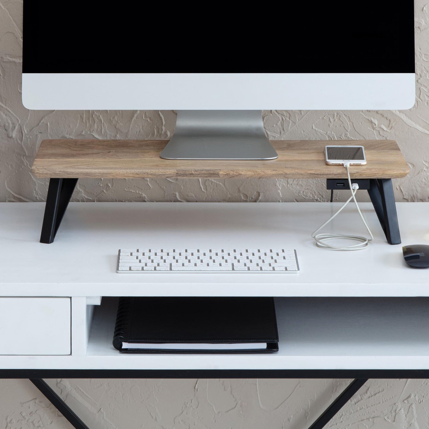 Anji Mountain Monitor Stand - Desktop Organizer & Laptop Riser, Ergonomic Monitor Riser, Space-Saving Monitor Stand for Desk, Durable Construction