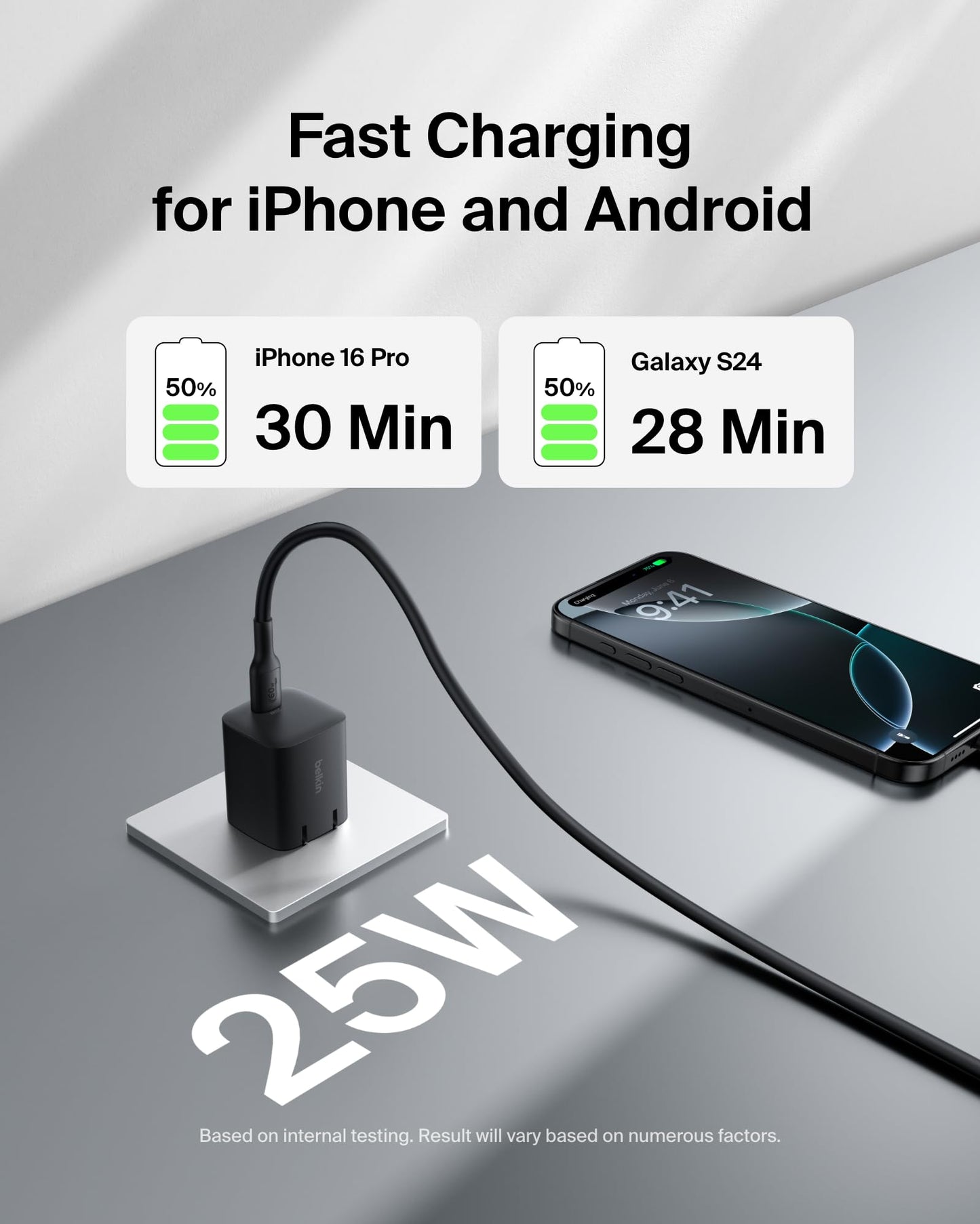 Belkin USB C Charger Block 25W (2 Pack) - PD3.0 PPS Super Fast Charging - Samsung Galaxy S26, S25, Apple iPhone 17, Air, Pro, Pro Max, AirPods, Apple