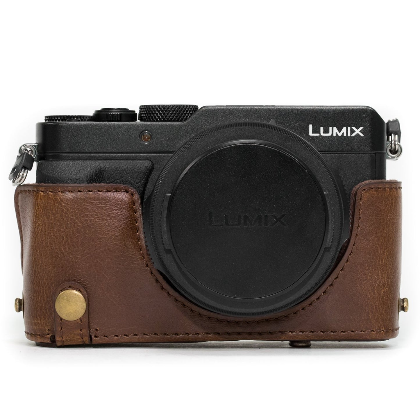 MegaGear "Ever Ready" Protective Leather Camera Case, Bag for Panasonic LUMIX LX100, DMC-LX100 Camera (Dark Brown)