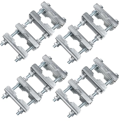 4 Sets Antenna Mast to Mast Clamp Bracket Kit with V Jaw Blocks for 1"-2.5" OD Poles, Heavy Duty Mounting Hardware for Ham TV Network Antennas