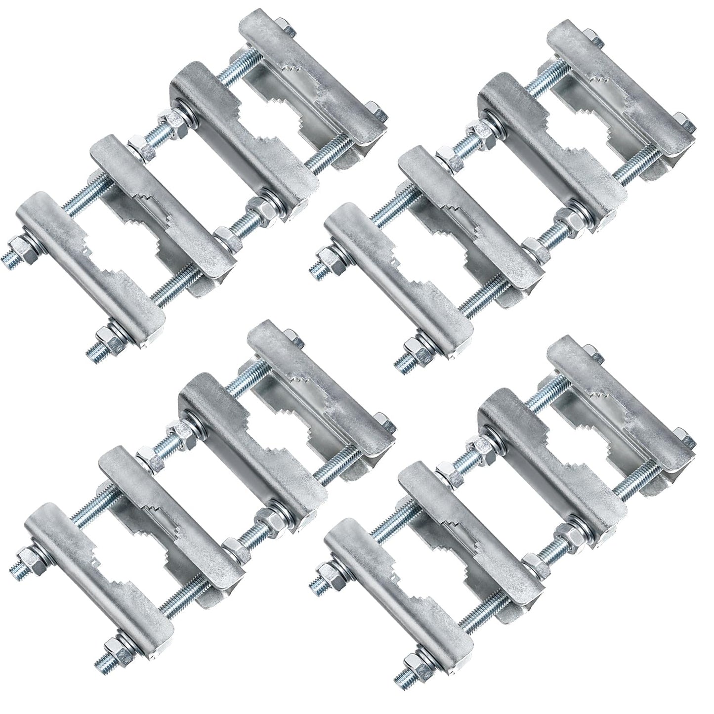 4 Sets Antenna Mast to Mast Clamp Bracket Kit with V Jaw Blocks for 1"-2.5" OD Poles, Heavy Duty Mounting Hardware for Ham TV Network Antennas