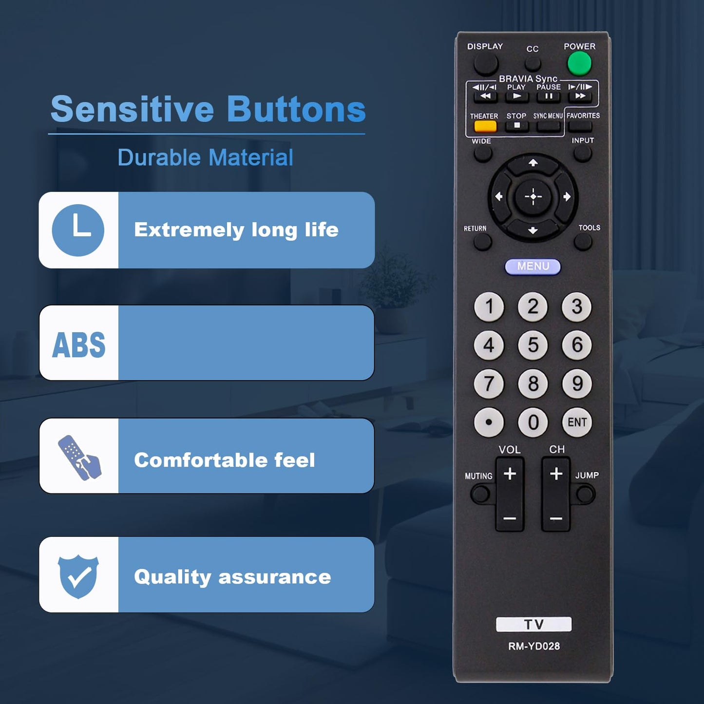 RM-YD028 Replaced Remote Control fit for Sony Bravia TV KDL-46VE5 KDL-46VL150 KDL-52S5100 KDL32L5000 KDL46S5100 KDL32XBR9 KDL52V5100 KDL46V5100