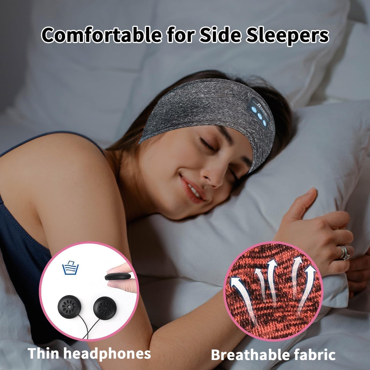 SANNWEEN Bluetooth Headphones, Sleep Headphones Headband Wireless for Sleeping Side Sleepers - Adjustable Sleep Headphone, and Bluetooth Headbands…
