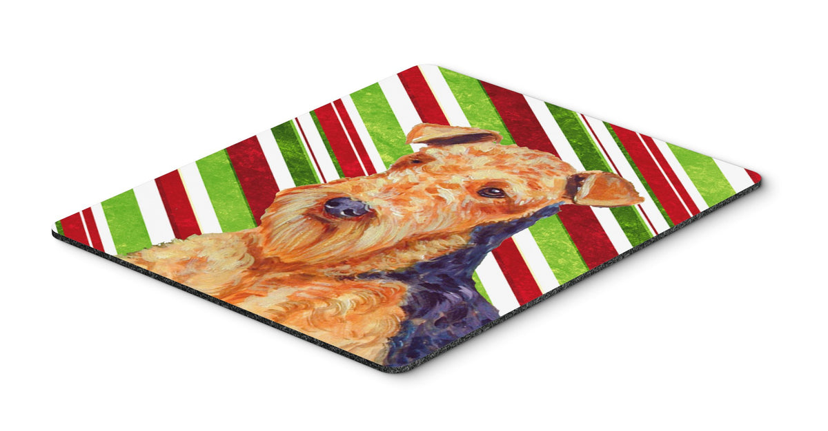 Caroline's Treasures LH9246MP Airedale Candy Cane Holiday Christmas Mouse Pad, Hot Pad or Trivet, Large, Multicolor