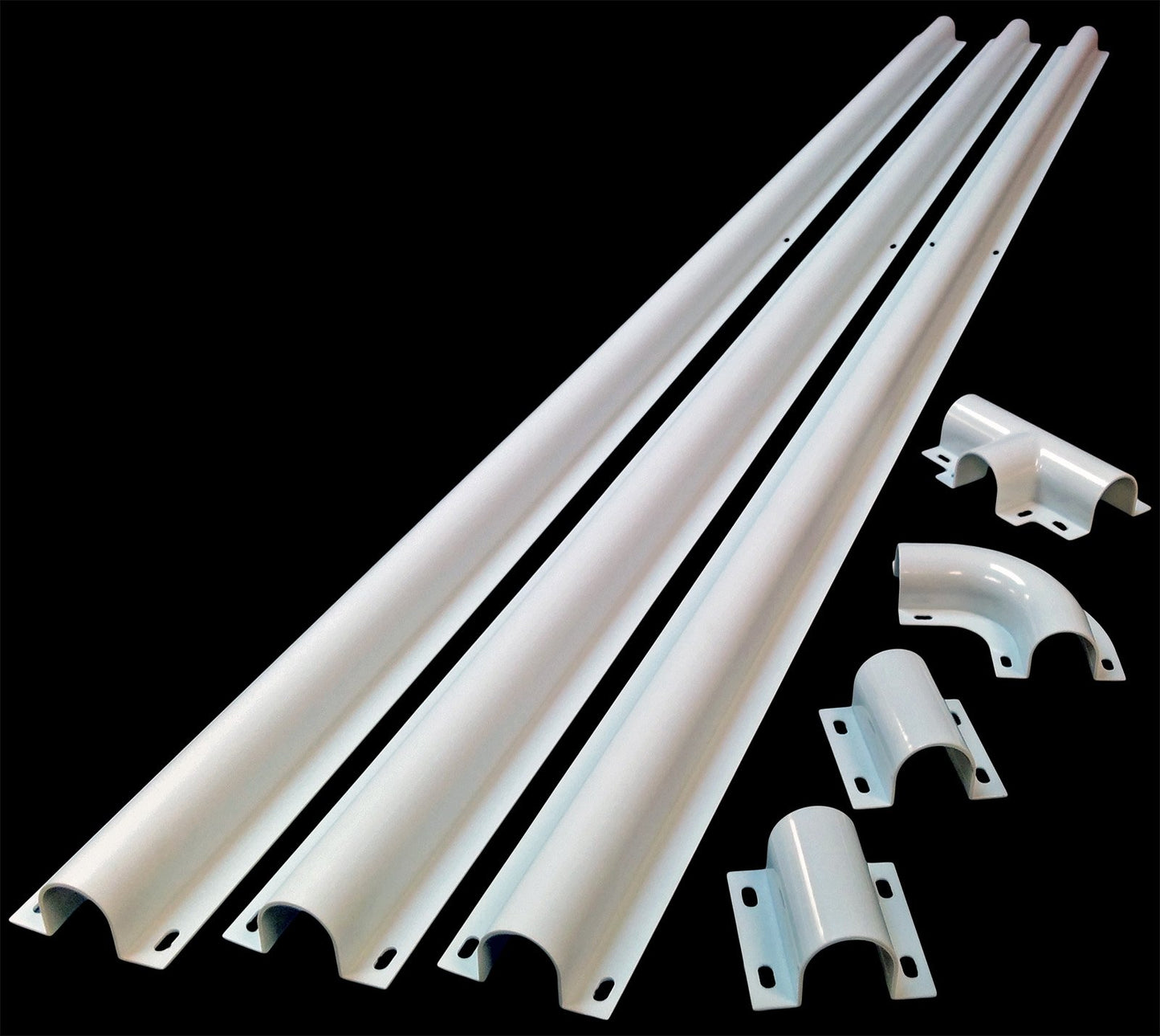 Electriduct 1" White Plastic Flanged Wire Guard Kit - 59" Length, Custom Style, Screw-In Installation