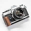 Handmade Wooden Wood Hand Grip L Alloy Base Plate for Olym pus OM2 OM1 OM-1 OM-2 Camera Holder (Walnut + Black Base)