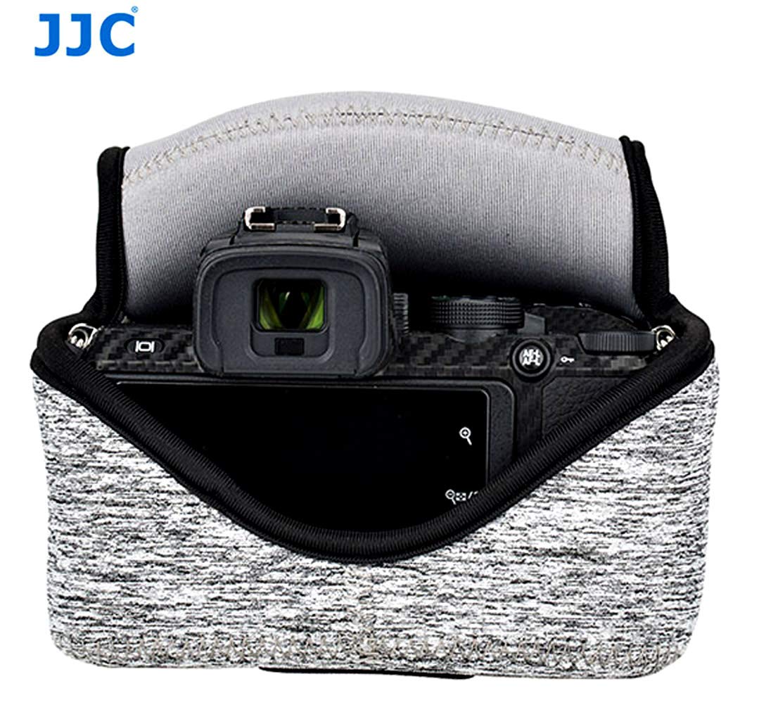 JJC Dark Gray Neoprene Mirrorless Camera Pouch Case Bag, Ultra Lightweight Elastic Comfortable, Z50 Case, Z FC Pouch, Water Resistant, 143x120x110mm
