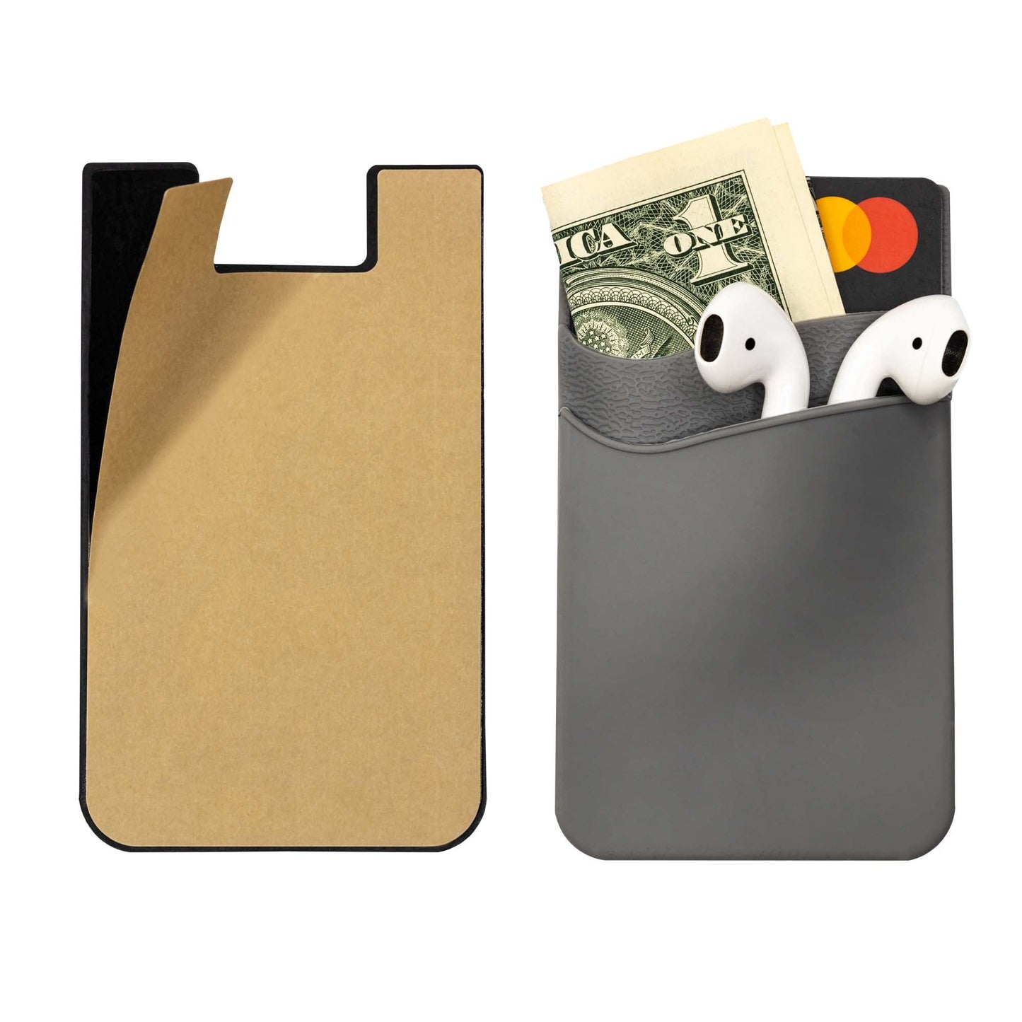 Nuke Armor Silicone Phone Card Holder Double Slot Pocket, Stick On Wallet, Adhesive Credit Card Pouch, Compatible with iPhone & Samsung Galaxy - Neon