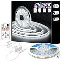 MIWISE White LED Strip Lights,COB LED Strip Light 6000K Daylight White,Dimmable 32.8ft 24V LED Tape Lights,Flexible Super Bright Strip Lighting