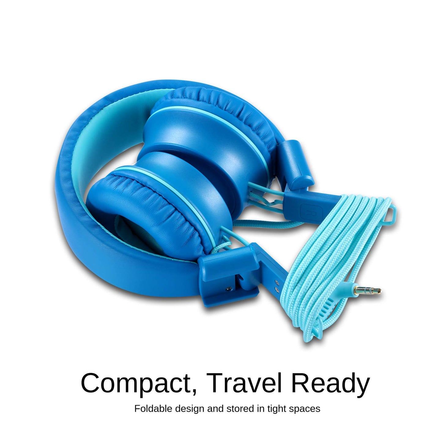 iRAG J01 Kids Headphones Foldable Stereo Tangle-Free 5ft Long Cord 3.5mm Jack Plug in Wired On-Ear Headset for iPad/Amazon Kindle