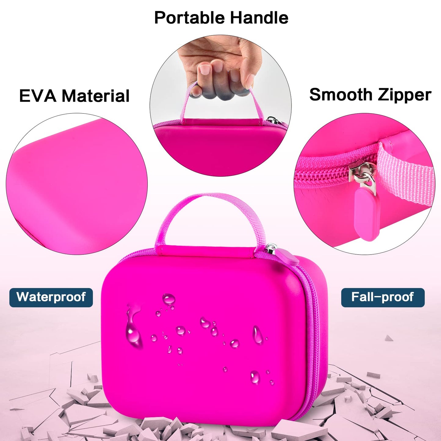 Againmore Kids Instant Print Camera Case with DIY Removable Divider, Portable Digital Camera Storage Bag Compatible with Dylanto/for HiMont/for