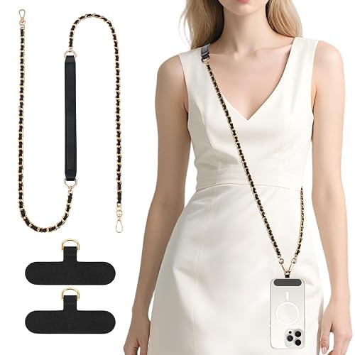 Dadanism Universal Phone Lanyard, Metal Cellphone Chain Crossbody, Anti-Theft Cross Body Phone Strap for iPhone 16, 15 and Most Smartphones, Cellphone