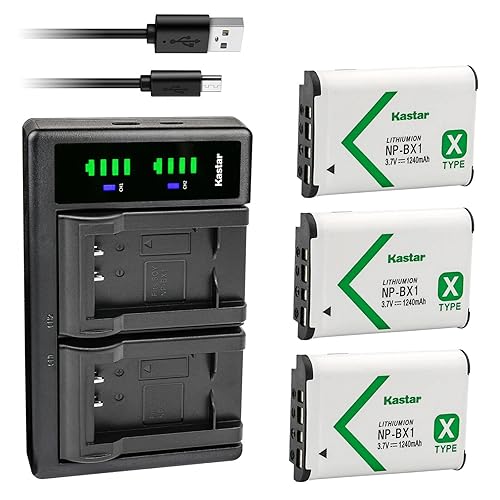Kastar 3-Pack NP-BX1 Battery and LTD2 USB Charger Replacement for Sony HDR-AS300, HDR-AS50 Action Cam, HDR-AS50R, HDR-CX240, HDR-CX240E, HDR-CX405