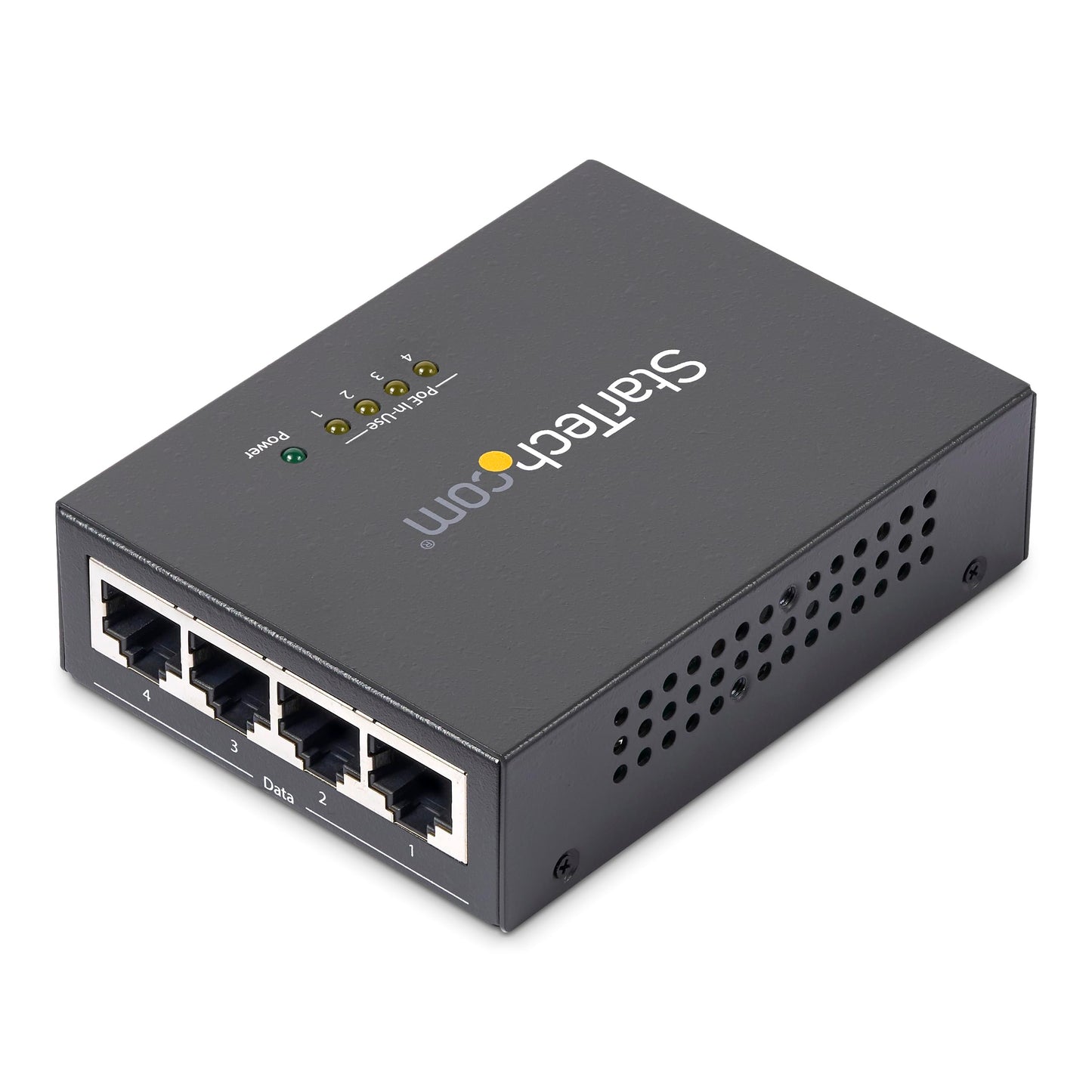 StarTech.com 4 Port Gigabit Midspan - PoE+ Injector - 802.3at and 802.3af - Wall-mountable Power over Ethernet Midspan , TAA (POEINJ4G)
