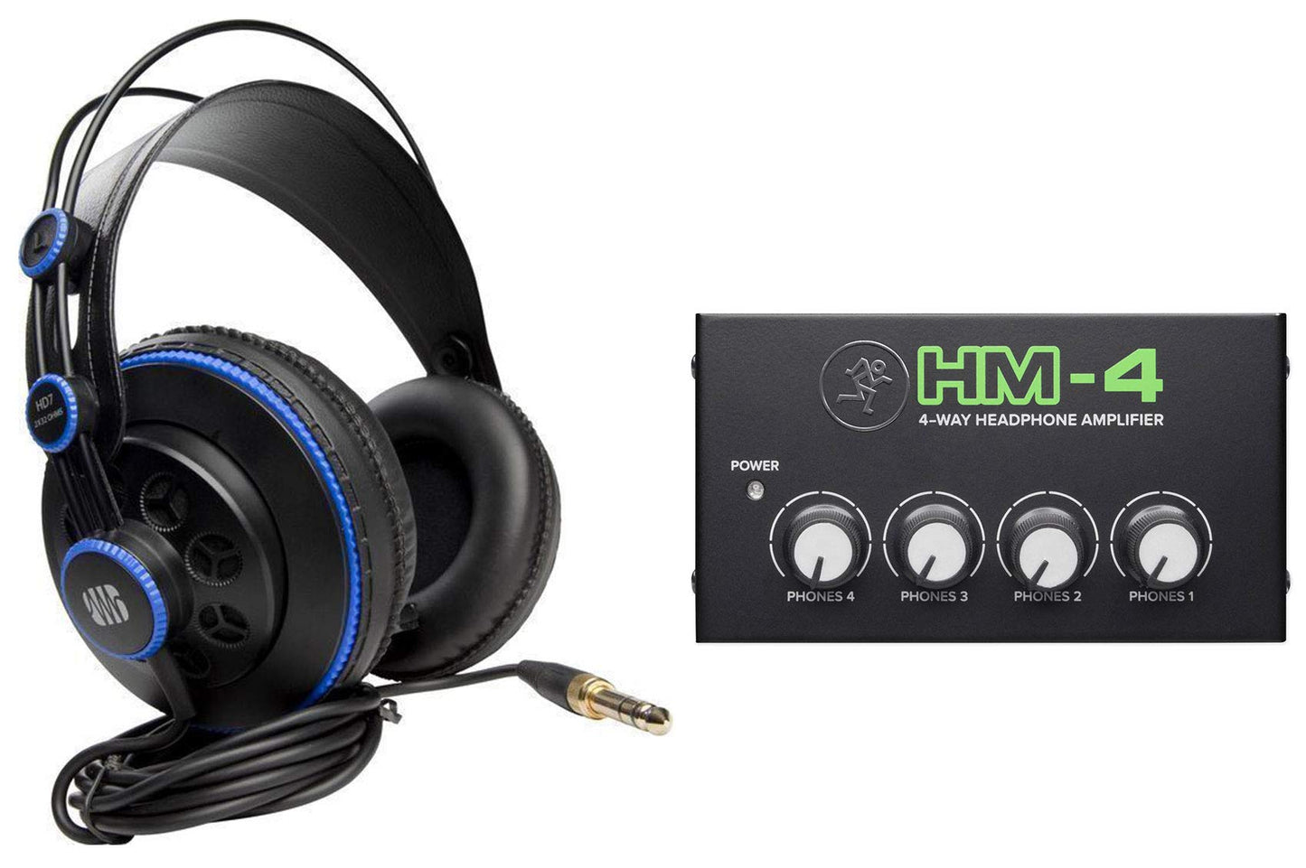 PreSonus HD7 Studio Monitoring Headphones Bundle with Mackie 4Way Distribution Amplifier Amp