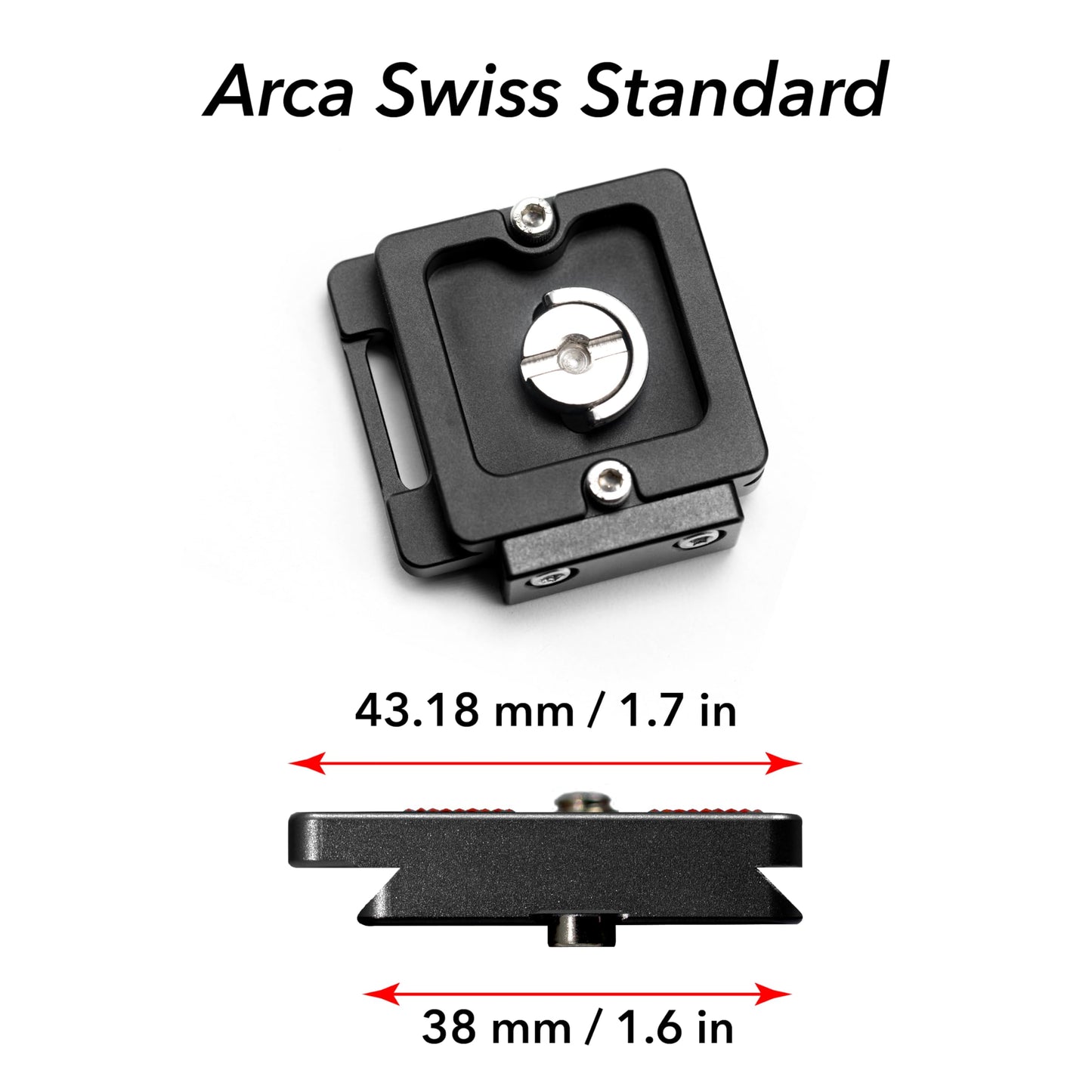 Breakthrough Photography 40mm Universal Arca Swiss Quick Release Plate for Tripod Ball Head with Hand-Adjustable Stainless Steel Screw & Removable