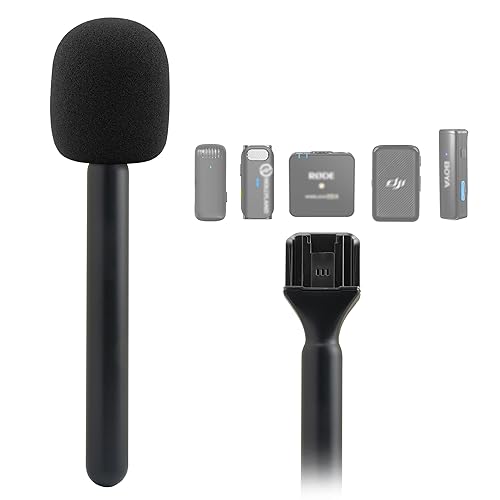 JCMOYUTY for Dji Handheld Mic Adapter, Stand for DJI/RODE/HOLLYLAND/BOYA/GODOX/ULANZI/Comica and More Wireless Transmitter Holder Interview Go Handle
