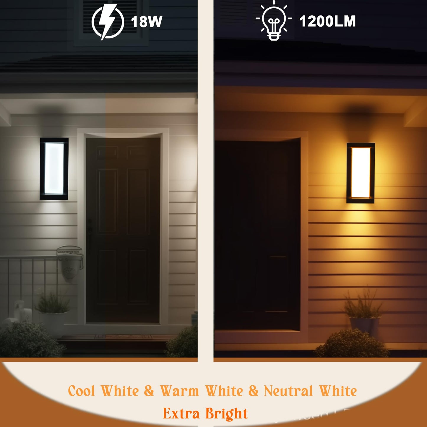 rosykite Outdoor Wall Sconce Lights Exterior Lighting fixtures LED,1500LM 3000K 4000K 5000K Adjustable Wall Mount Porch Lights,Outdoor Sconce Lamp