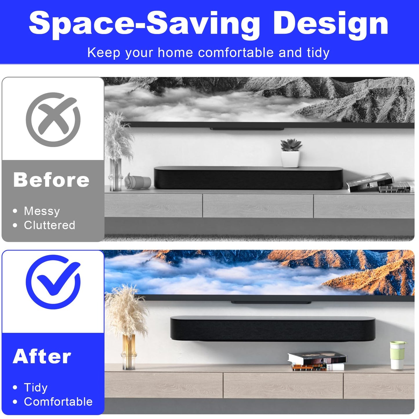 BYMECOST Soundbar Mount for Sonos Beam, Heavy Duty Wall Mount Bracket Compatible with Gen 1 & Gen 2, Sonos Beam Sound Bar Mounting Bracket Under TV or