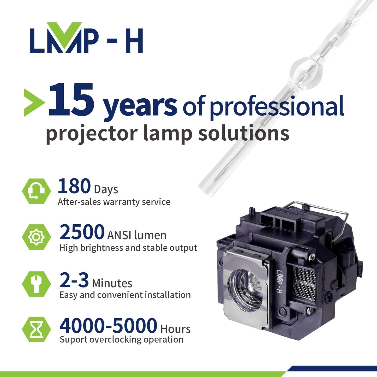 LMP-H ELP54/V13H010L54 Replacement Projector Lamp Bulb for Epson ELPLP54/ELPLP58/ELPLP56/ELPLP55 PowerLite Home Cinema 705HD EB-S7 S8 W9 W10/LW X7