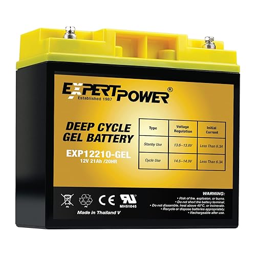 ExpertPower 12V 21Ah Gel Deep Cycle Solar Battery, Sealed Gel Technology for Marine, Mobility Applications