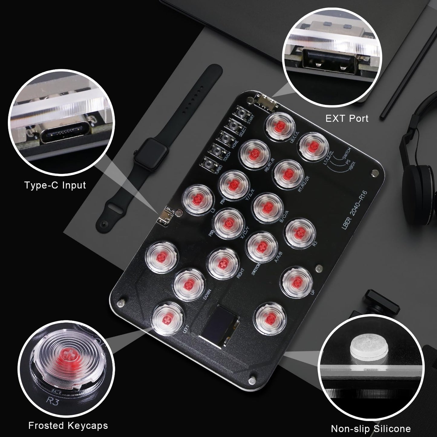 DO-CAM Leverless Controller Arcade Stick R16, Arcade Stick All-Button Controller for PC/PS3/PS4/Steam/Switch, Arcade Stick Street Fight with Turbo