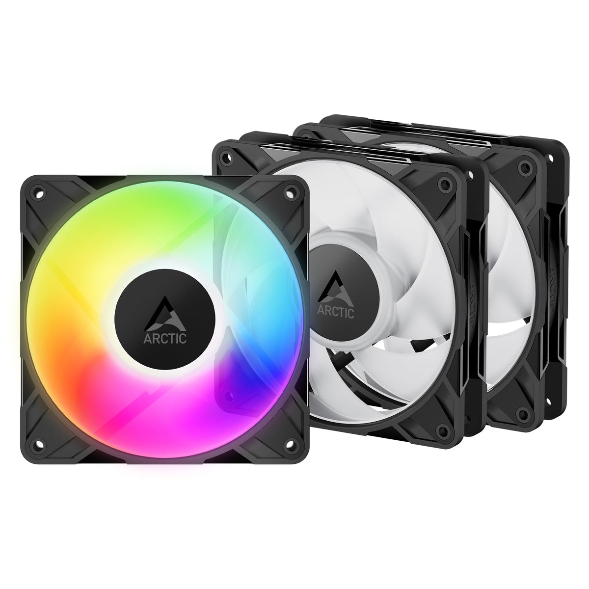 ARCTIC P12 Pro A-RGB LN - 3 Pack - Low-Noise Premium Fan, 120 mm PWM Fan with Y-Cable Splitter, 450-2000 RPM, 0 RPM <5% PWM, 5V Digital RGB, Fluid