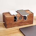 TREELF Acacia Wood Cable Management Box - Wooden Cord Hider & Organizer for Desk & Floor, Power Strip & TV Wire Concealer, Under Desk Storage for
