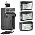 Kastar Battery 3 Pack + Charger Replacement for Sony NP-FV30 NP-FV40 NP-FV50 HDR-CX380 430V 900 580V 760V HDR-PJ540 650V HDR-PV710V 790V 810 HDR-TD30V