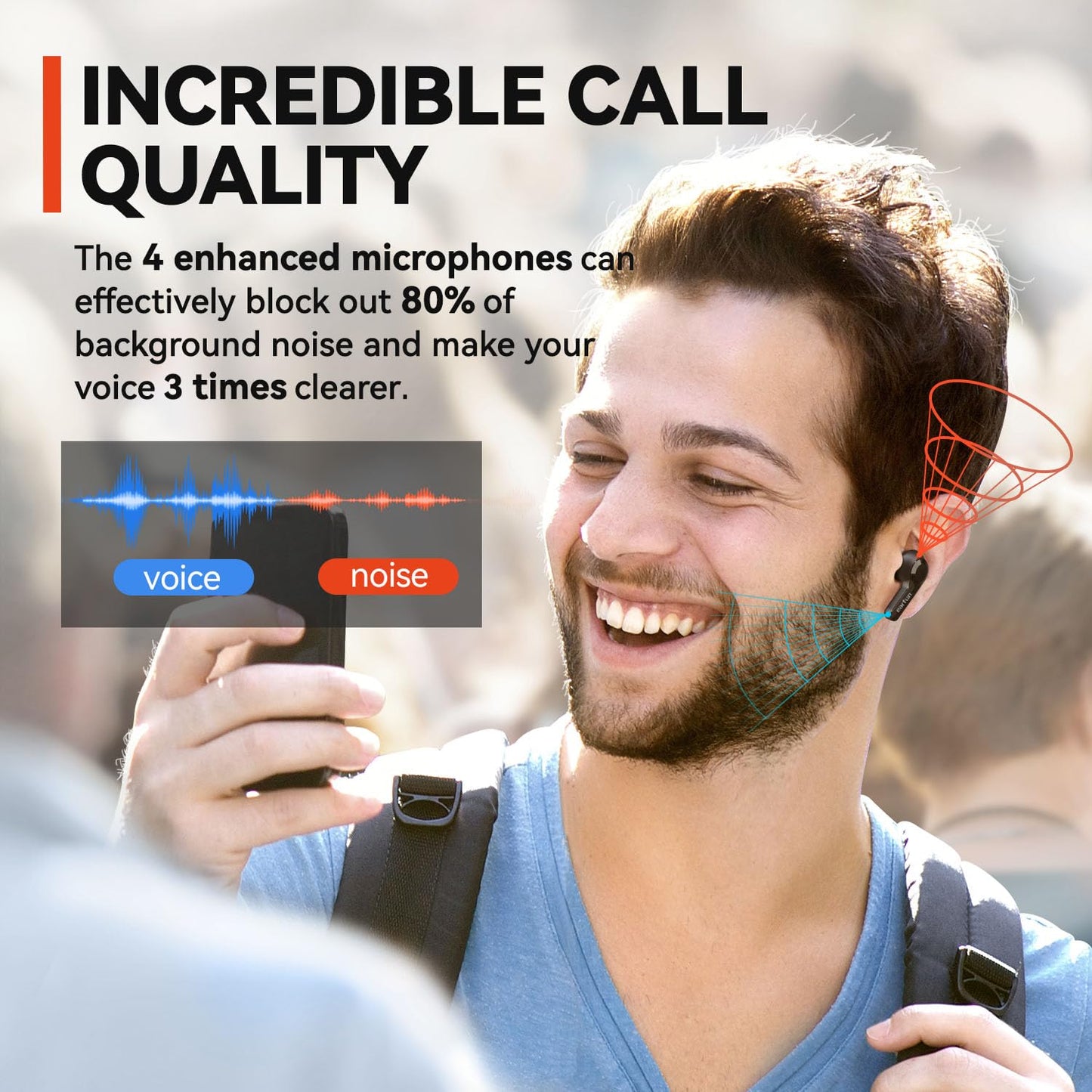 EarFun® Air True Wireless Earbuds, Bluetooth Earbuds with 4 Mics, Sweatshield™ IPX7 Waterproof with Volume Control, USB-C Fast Charge, in-Ear