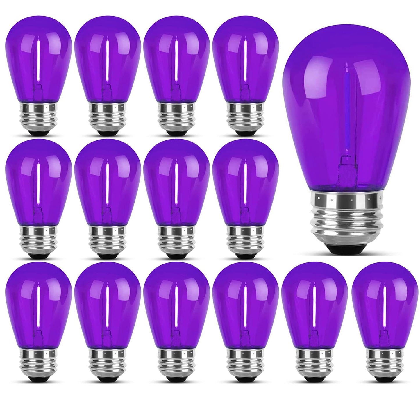 LRSUEYSKIN S14 Purple LED Bulbs 1W S14 LED Bulb Shatterproof Plastic Outdoor Indoor Filament Replacement Bulbs E26 Base Decorative LED String Light