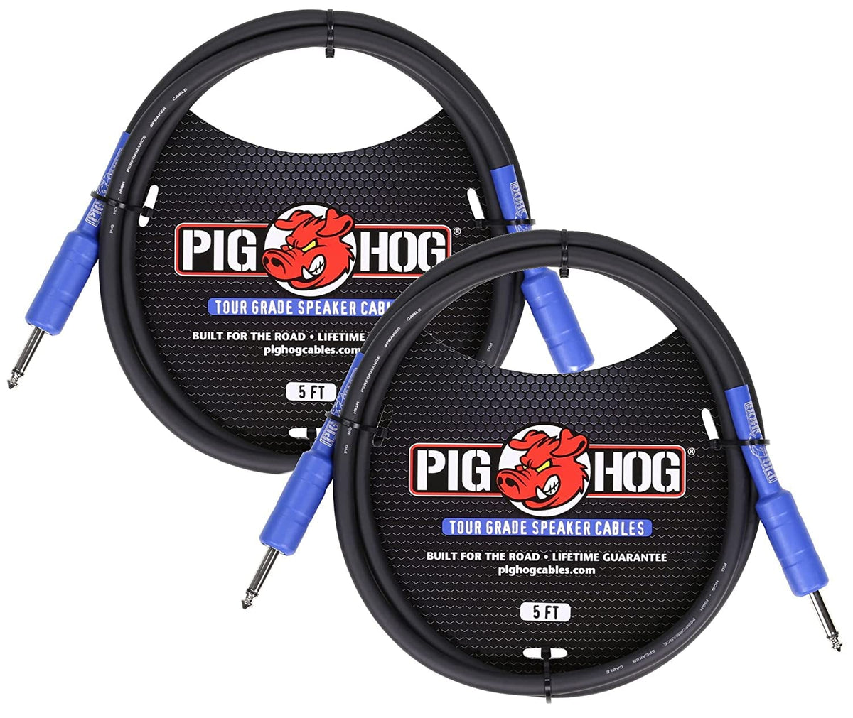 2-Pack Pig Hog PHSC5 8mm Tour Grade Speaker Cable, 5ft