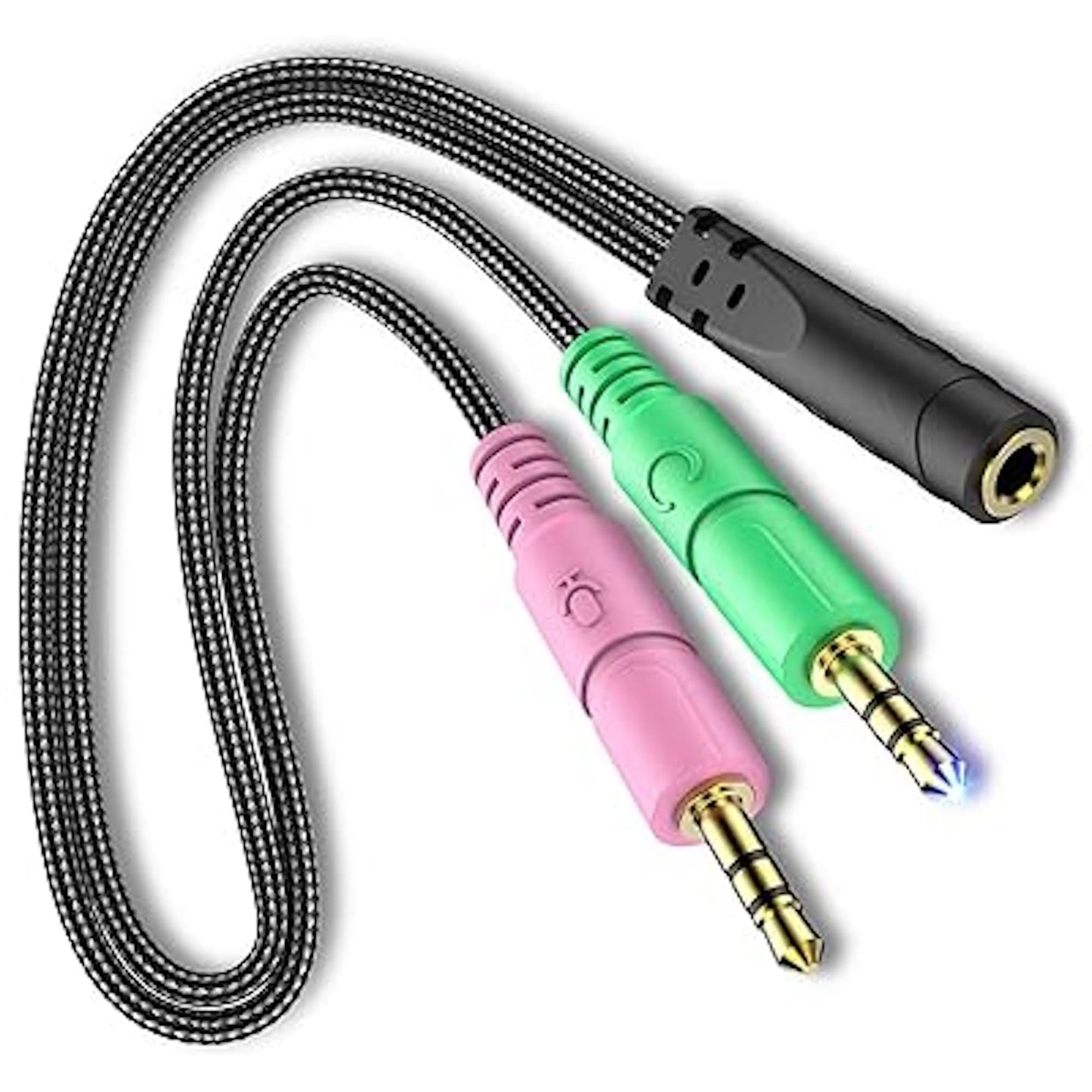 ienza PC Headset/Microphone Splitter Adapter Cable Y-Splitter Compatible with Astro A10 A40, Turtle Beach, HyperX Cloud SteelSeries, Sennheiser, Razer