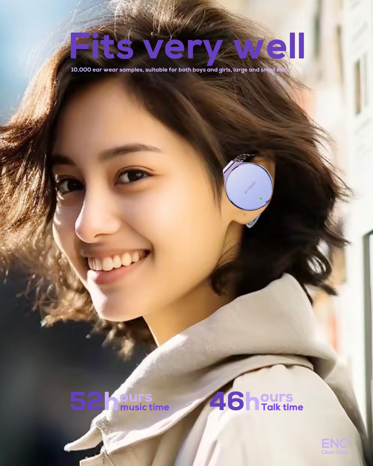 Micool Open Ear Headphones Bluetooth 5.4, Sport On Ear Headphones Wireless, Water-Drop Shaped Noise Cancelling Clip On Headset Bluetooth with Long…