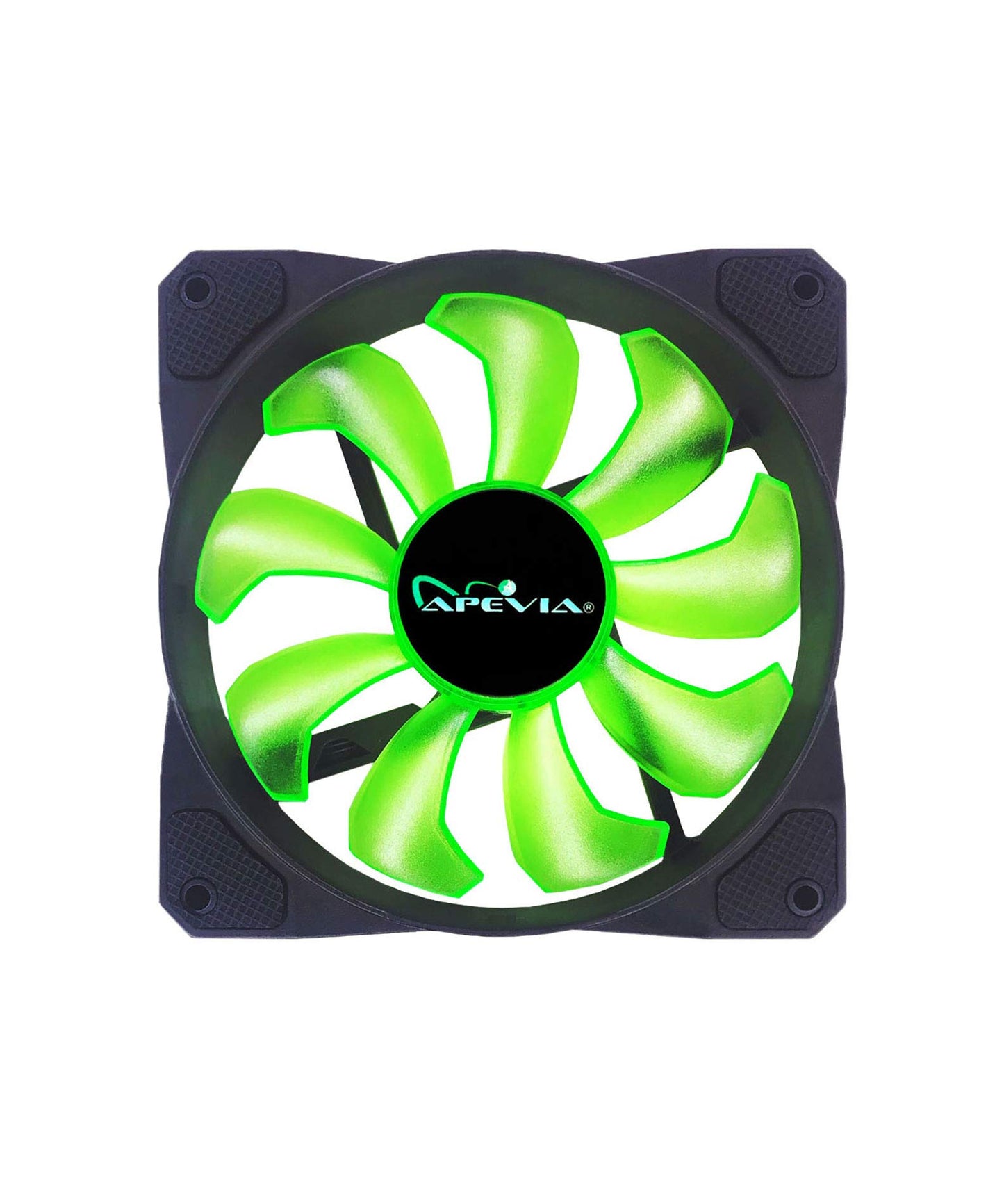 APEVIA CO1012L-GN Cosmos 120mm Green LED Ultra Silent Case Fan w/ 16 LEDs & Anti-Vibration Rubber Pads (10 Pk)