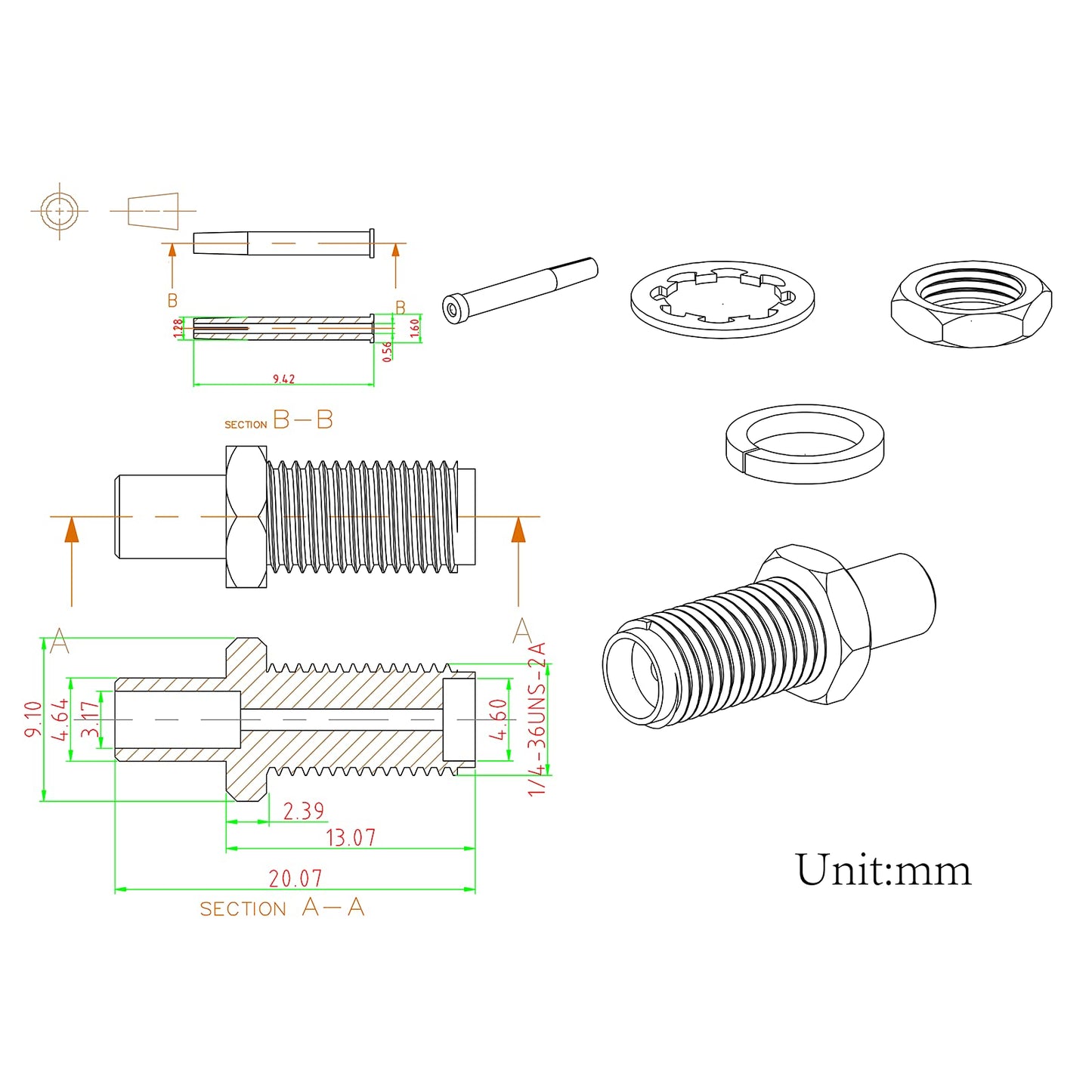 Eightwood 10pcs SMA Female Bulkhead Crimp Connector for RG58 RG142 LMR195 Cable