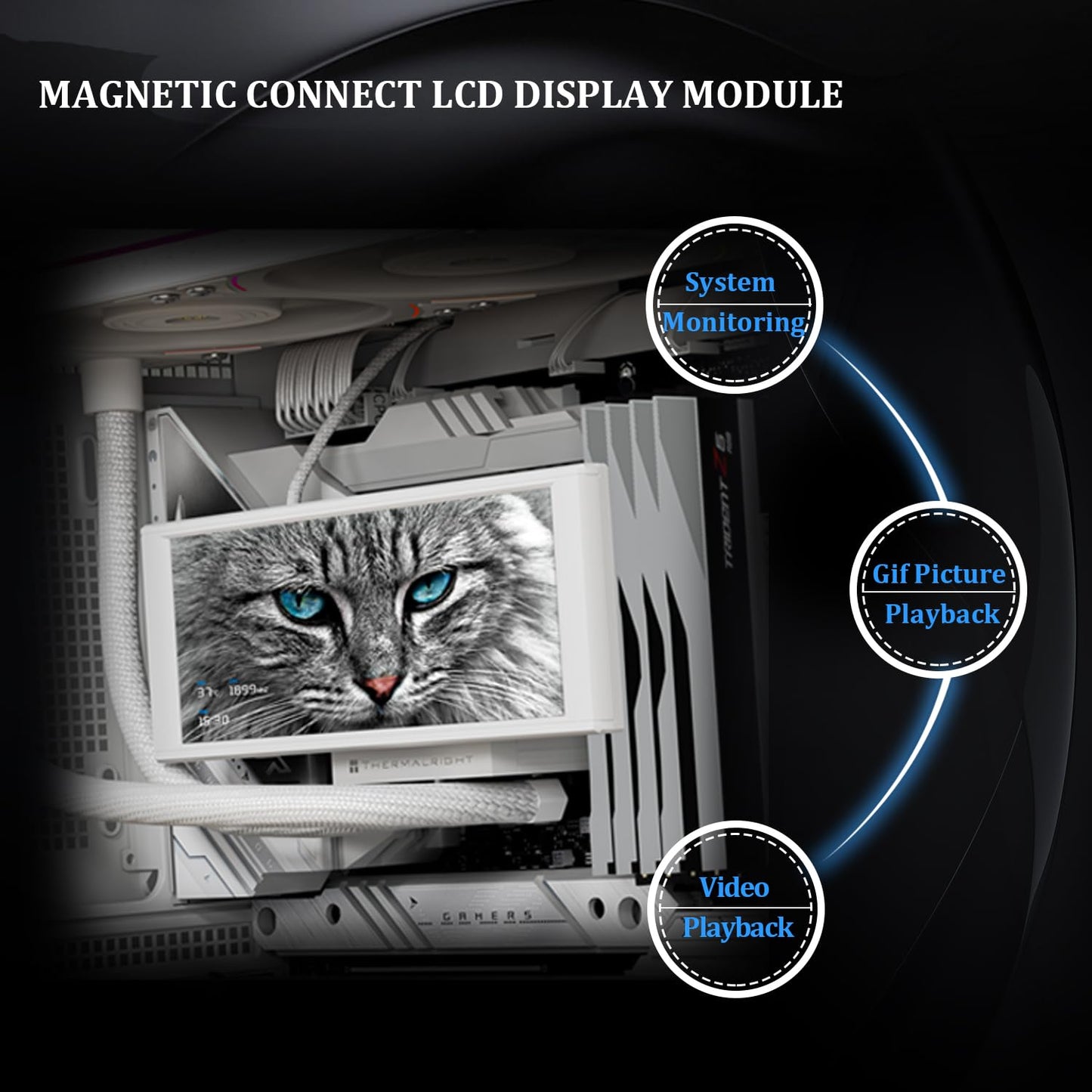 Thermalright Trofeo Vision 360 ARGB White CPU AIO Cooler,6.86-inch LCD Long Screen High-Performance 360mm Water-Cooled Radiator, IPS LCD Screen