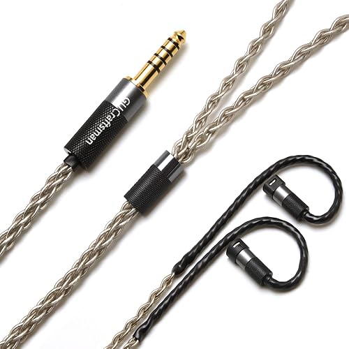 GUCraftsman 6N Single Crystal Silver Upgrade Earphone Cable 2.5mm/4.4mm Balance Earphone Upgrade Cable for SENNHEISER IE8 IE8i IE80 IE80s (4.4mm Plug)