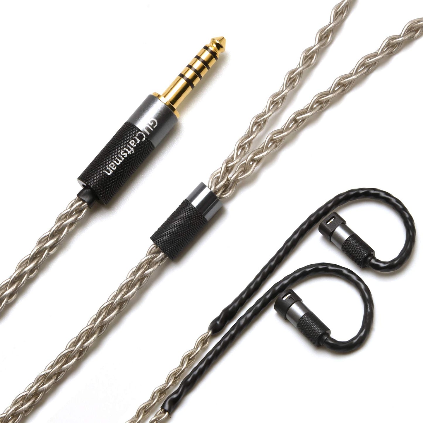 GUCraftsman 6N Single Crystal Silver Upgrade Earphone Cable 2.5mm/4.4mm Balance Earphone Upgrade Cable for SENNHEISER IE8 IE8i IE80 IE80s (4.4mm Plug)