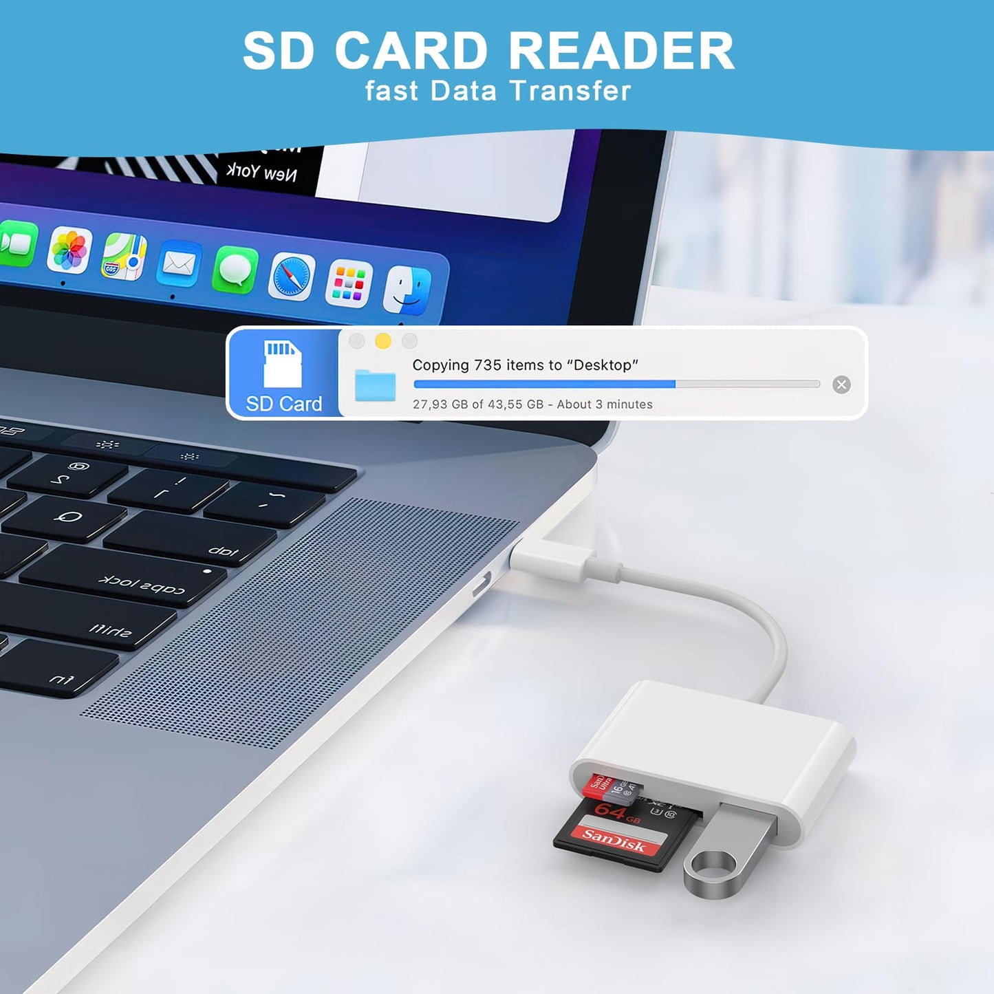 SD Card Reader USB C to Micro SD,Dual Slots with Camera Adapter for Digital Camera, iPhone 15-17, iPad, Mac, MacBook, Android, Laptop