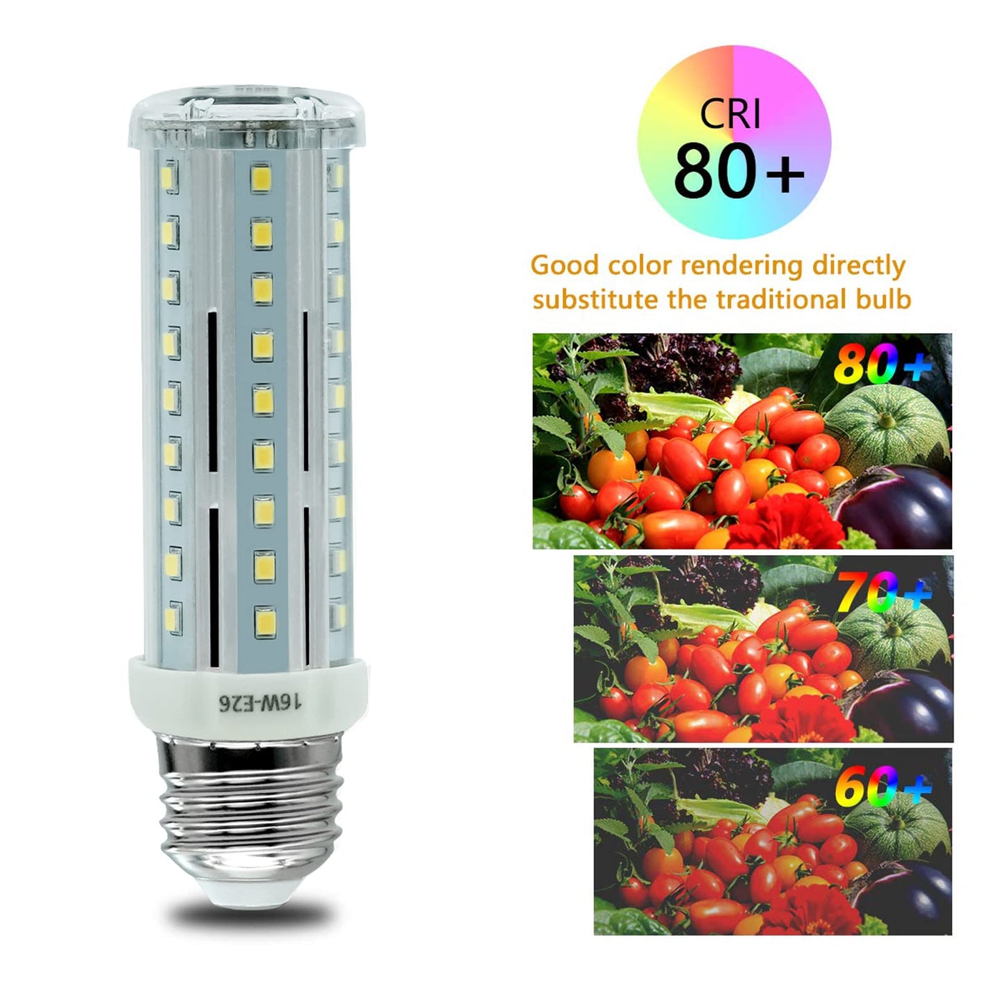 Wenscha LED Corn Light Bulb 100W Equivalent 1600 Lumen 6000K Daylight White 16W LED Corn E26 Light Bulb Base Non-dimmable Ceiling Fan Lighting