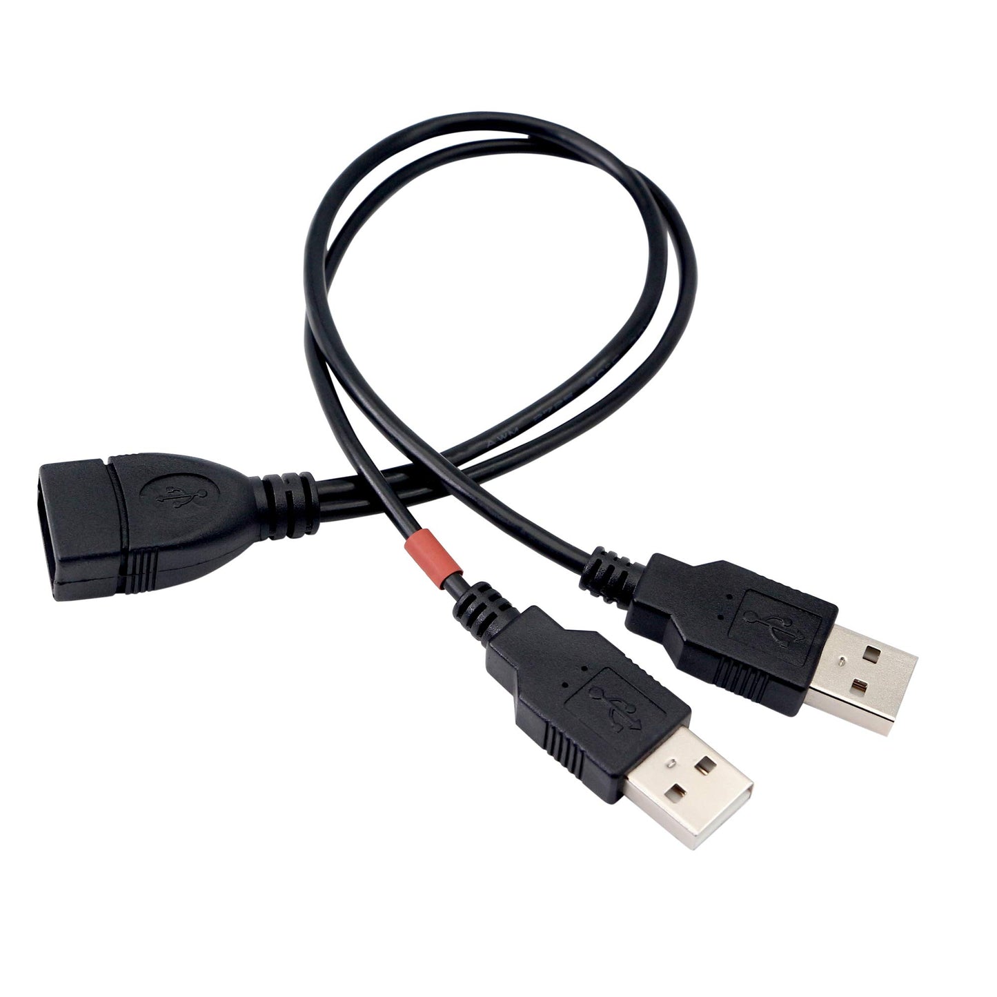 YOUCHENG 30cm USB 2.0A Female to Dual A Male Y Hub Adapter Cable for Computers and Mobile Phones - Data Transmission on One Port (2-Pack)