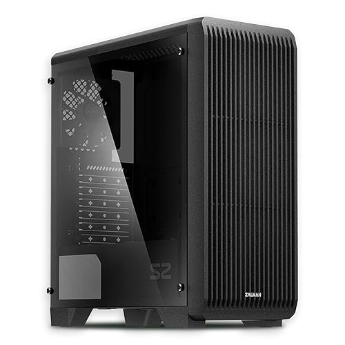 Zalman S2 TG ATX Mid-Tower PC Case, 3 x Pre-Installed 120mm Zalman Quiet Fans (Support up to 8 Fans), High Airflow Mesh Front Panel, Full Tempered