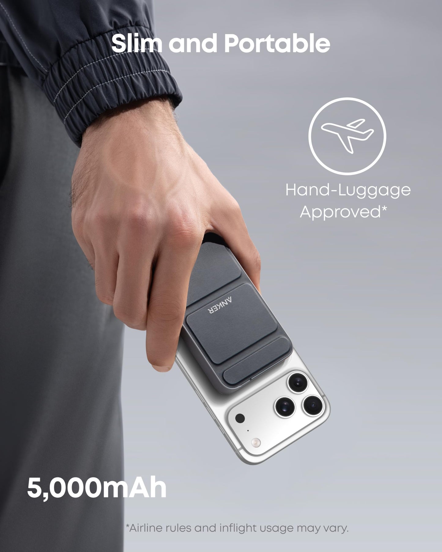 Anker 622 Magnetic Battery (MagGo), 5,000mAh Foldable Magnetic Wireless Portable Charger with Stand and USB-C Port (On the Side), Magsafe-Compatible