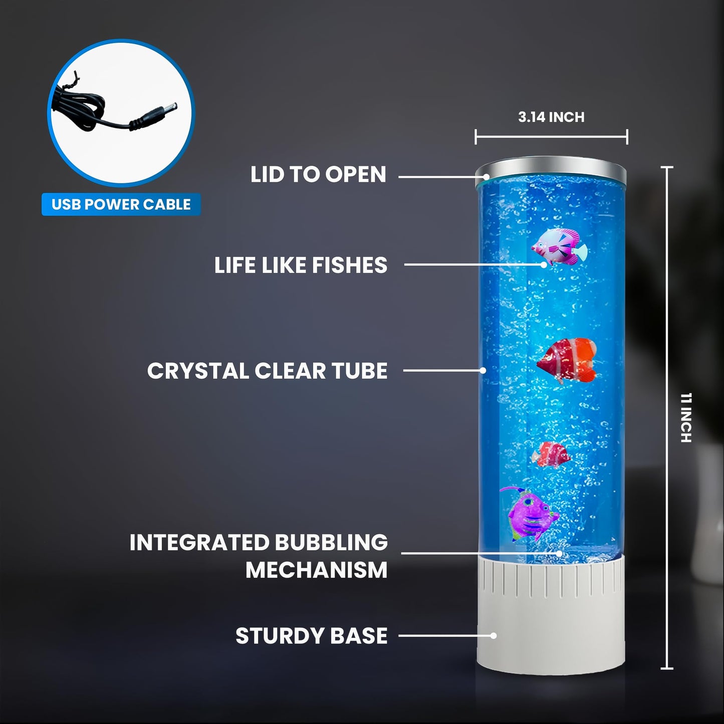 Brewish Bubble lamp | 7 Color Changing LED Lamps | Fake Aquarium Night Light | Artificial Fish Tank with Moving Fishes | Home Decor, Ideal Gift