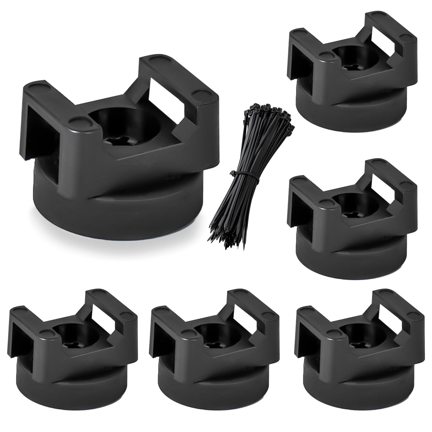 VELATYVIO Magnetic zip tie mount 6 Pcs Magnet bases and 100 Pcs Zip ties Multipurpose cable holder magnetic wire holder for Cable Managemen