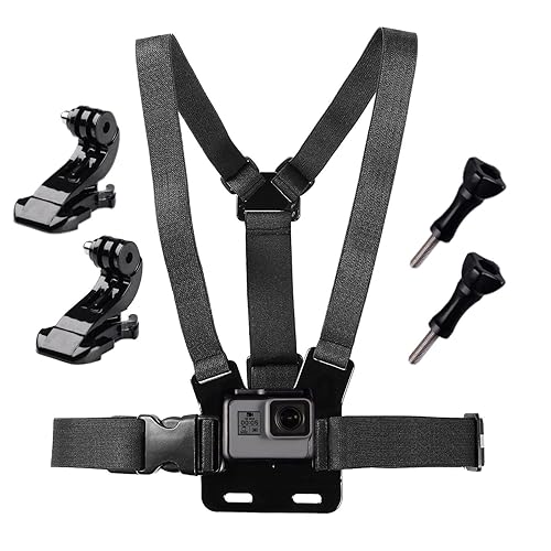 Haoyou Chest Mount Harness for GoPro Hero 12/11 /10/9 /8/7 / 6/5 /4/3+ /3 Hero Session Cameras Adjustable Chest Strap Includes J-Hook Thumb Screw