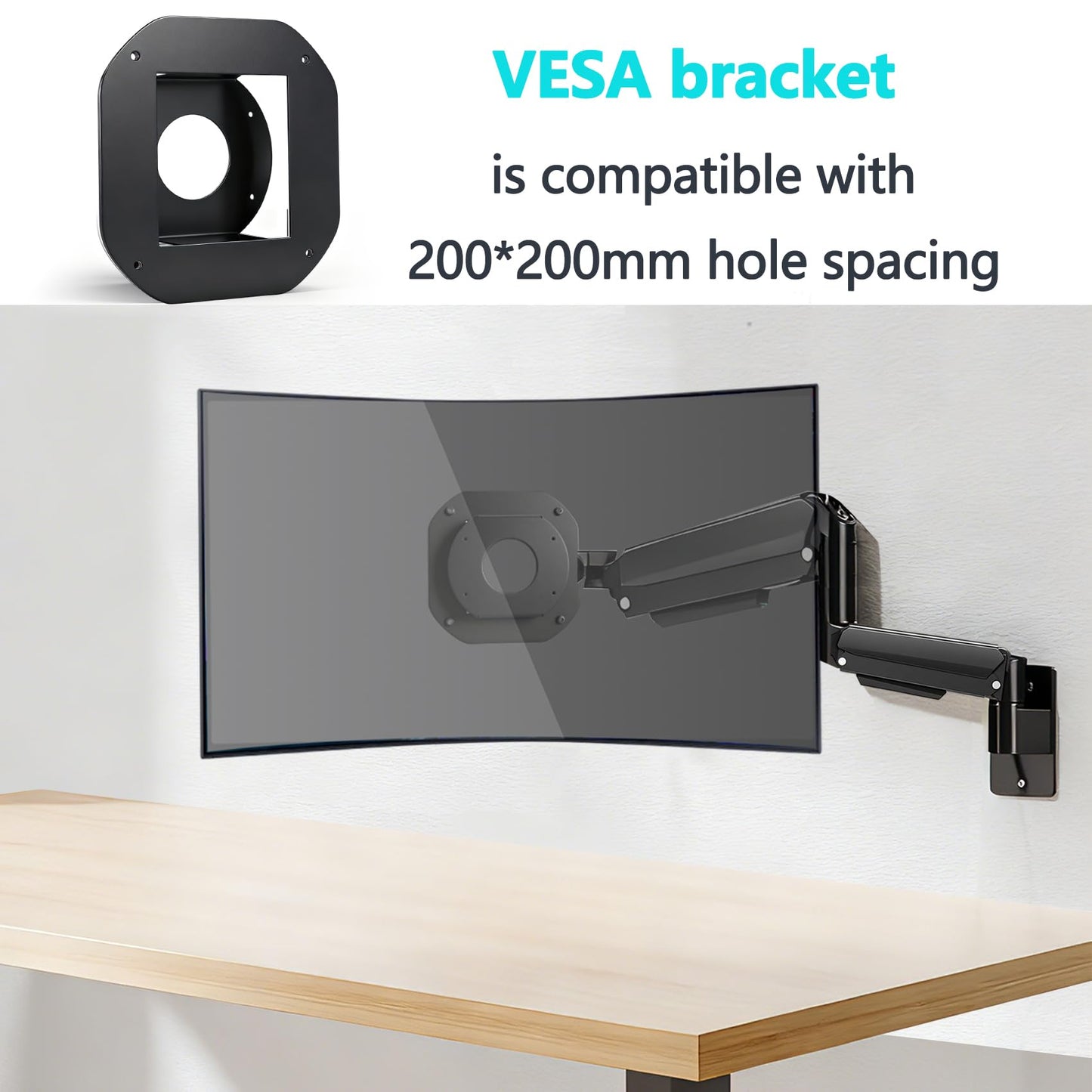 Tjweiqing Odyssey Ark 55 VESA Adapter compatible with Samsung 55" Odyssey Ark 2nd Gen LS55CG970NNXGO LS55BG970NNXGO Curved Monitor, 200*200mm VESA