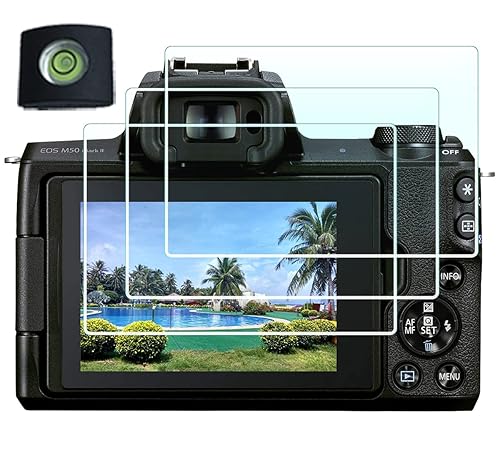 Screen Protector for Canon EOS M50 M100 Mark ii DSLR Camera(for Accessories) with Hot Shoe Cover Tempered Glass Film 0.3mm High Definition 9H Hardness